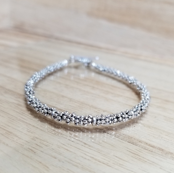 Ladies Silver Beaded Toggle Bracelet - Picture 6 of 11